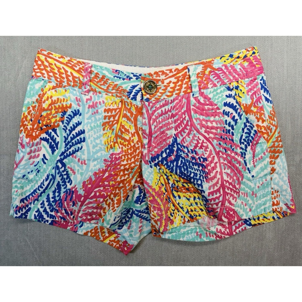 Lilly Pulitzer The Callahan Shorts Women Size 2 Coral Reef Beach 5" Inseam Beach